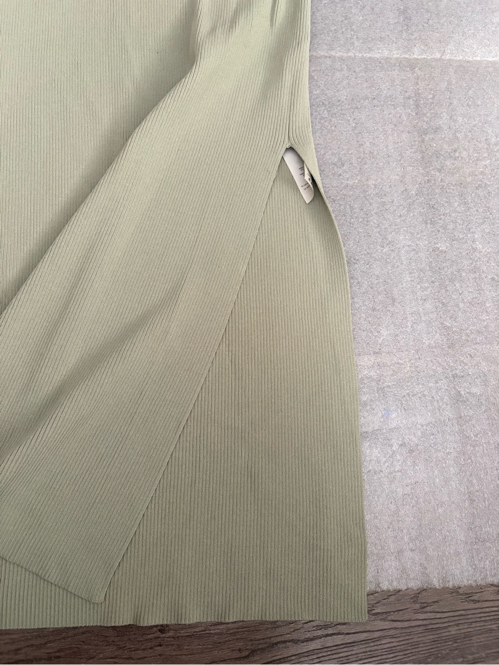 Wilfred Olive Green Cayenne Halter Ribbed Midi Dress Side Slit - Picture 5 of 7